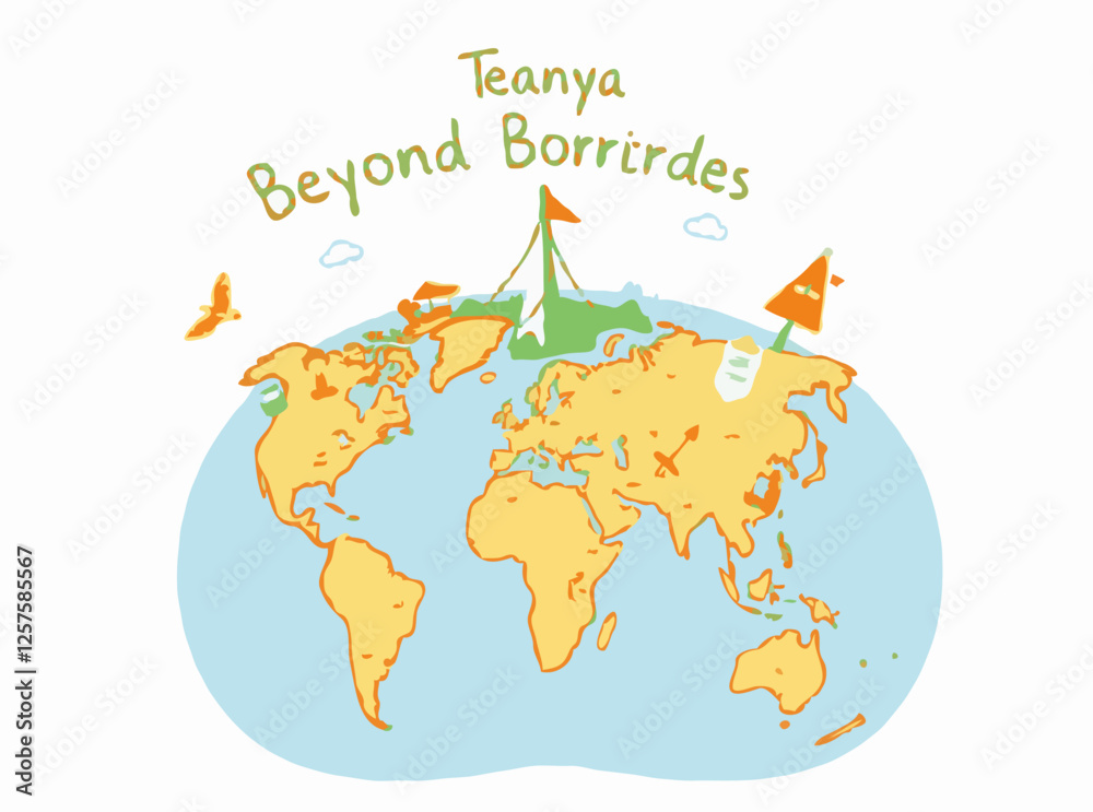 Naklejka premium Travel Beyond Borders: Global Adventure Map Vector