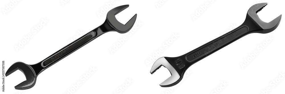 Fototapeta premium Set of Quail eggs in a wooden bowl, isolated on white background - Set of a hand wrench, isolated on white background.