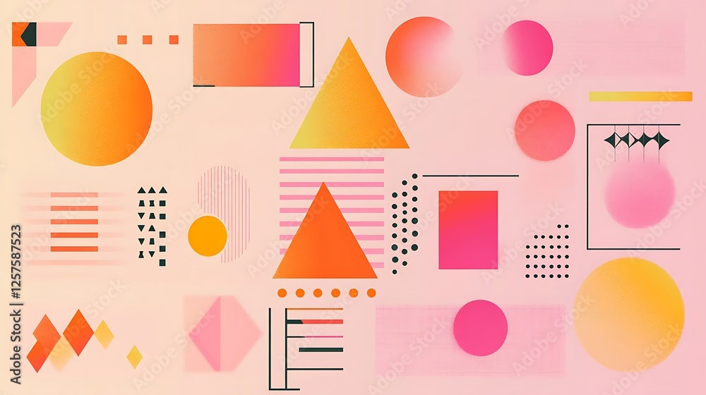Fototapeta premium Abstract Geometric Shapes in Warm Color Palette