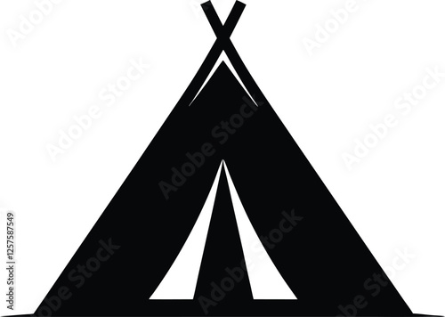 Camping tent silhouette vector, tipi icon vector