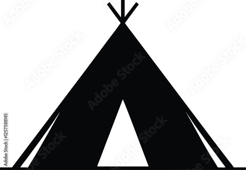 Camping tent silhouette vector, tipi icon vector