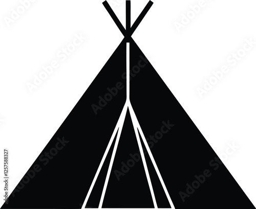 Camping tent silhouette vector, tipi icon vector