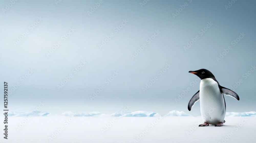 Obraz premium A penguin standing on top of a snow covered ground