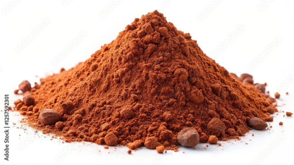Cocoa Powder Pile on White Background Cocoa Powder Pile on White Background