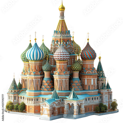 Saint Basils Cathedral isolated on transparent background, PNG