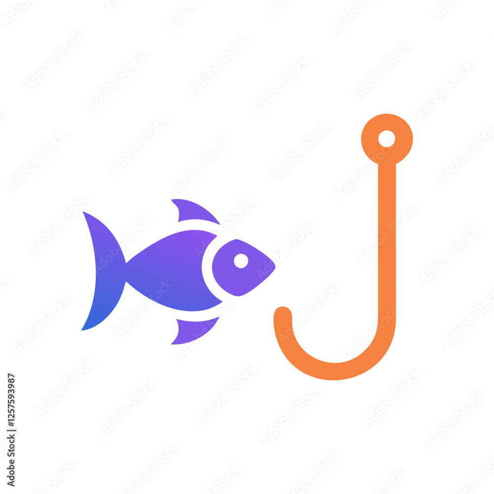 Obraz premium Fishing hook logo vector icon illustration design