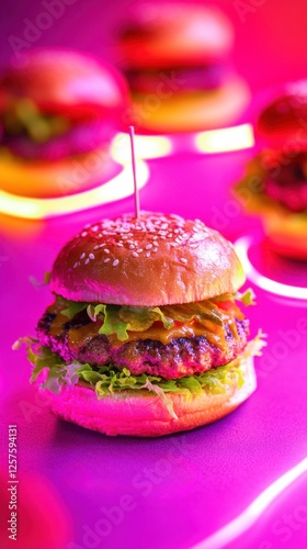 Modern DIY Burger with Neon Accents, A Tasty Urban Treat