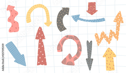 Vector illustration of dynamic arrow signs for infographic,presentation templates.cartoon funny arrows