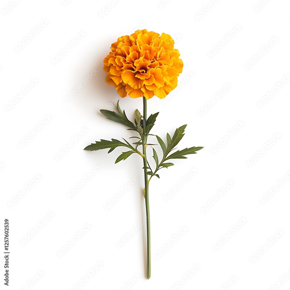 Single Marigold Flower Isolated on White Background Single Marigold Flower Isolated on White Background