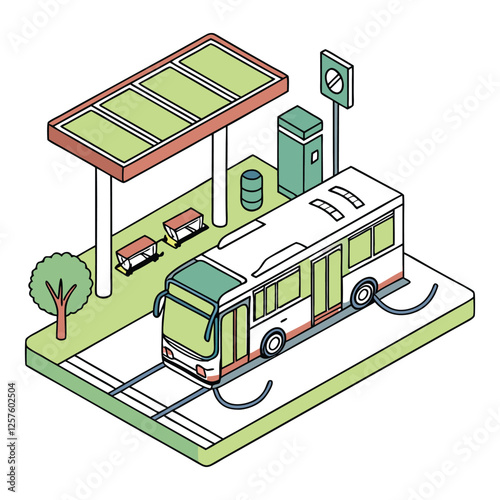 Electric bus at solar powered charging station