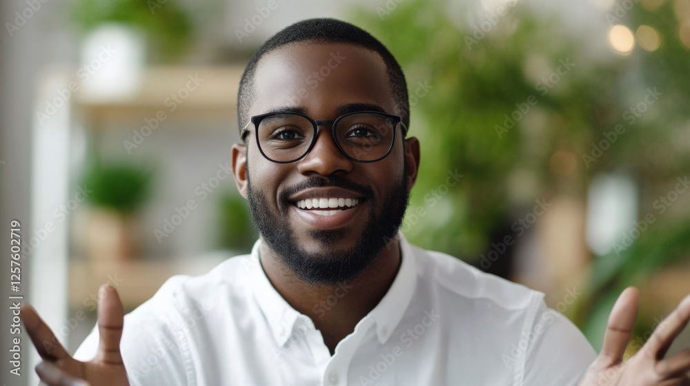 smiling african american man with glasses smiling african american man with glasses