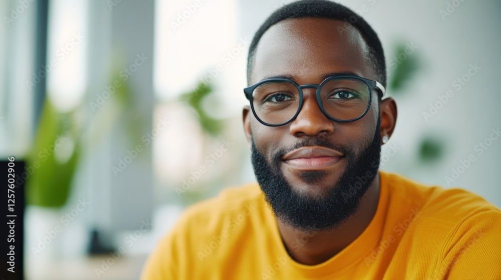 portrait of a handsome black man with glasses smiling portrait of a handsome black man with glasses smiling
