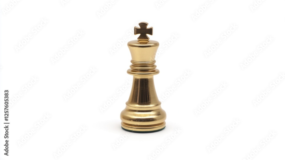 Gold chess king piece on white. Leadership strategy Gold chess king piece on white. Leadership strategy