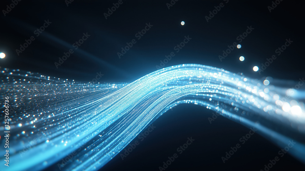 custom made wallpaper toronto digitalflowing wave of blue light with sparkling particles
