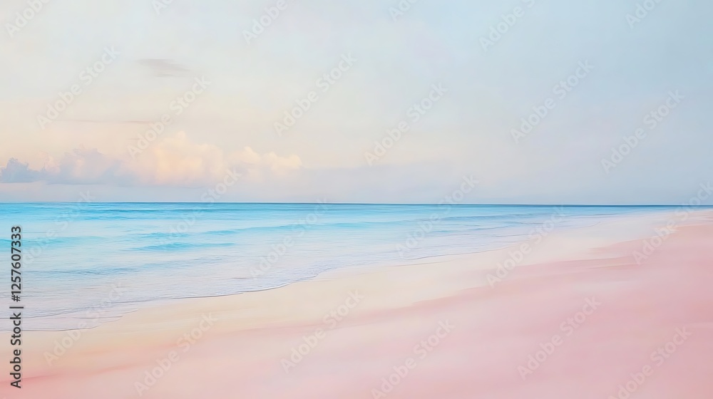 Serene Pastel Beachscape Soft Ocean Waves Serene Pastel Beachscape Soft Ocean Waves