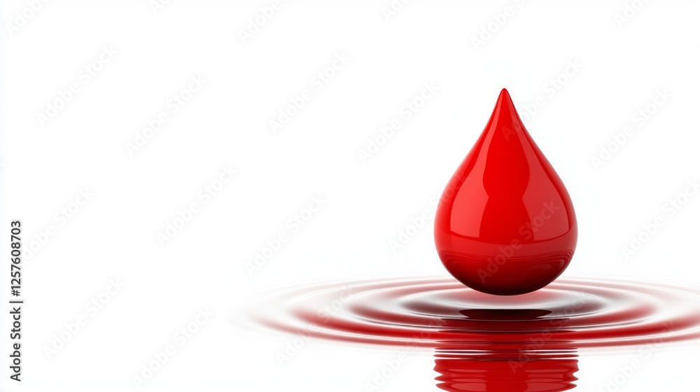 Fototapeta premium A red drop of blood on a white background