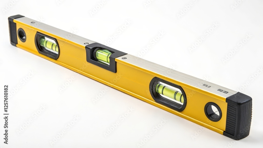 Yellow Aluminum Level Tool on White Background Yellow Aluminum Level Tool on White Background