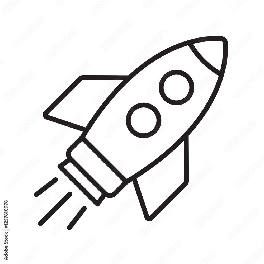 Rocket line icon. Flying rocket outline icon. Rocket line icon. Flying rocket outline icon.
