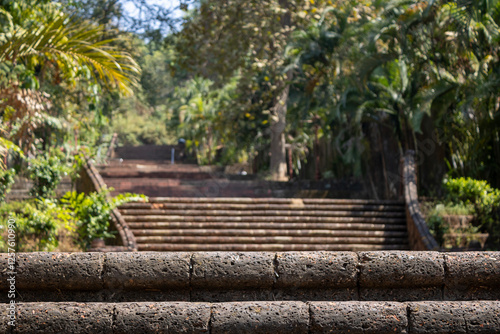 Stairway up to Monte Hill in Margao, Goa, India photo