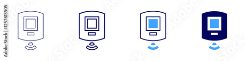 Smart thermostat installation icon in 4 different styles. Thin Line, Line, Bold Line, Duotone. Duotone style. Editable stroke