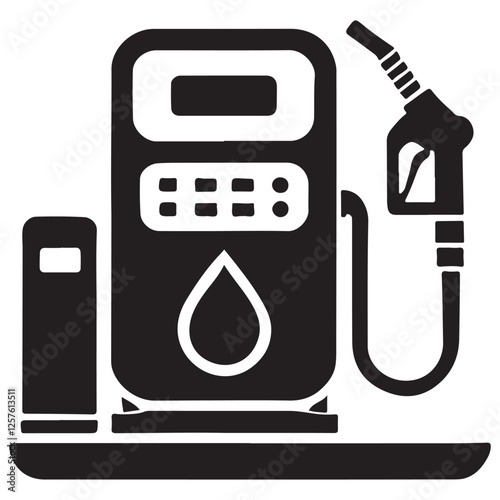 Gas Station Silhouette Fuel Pump Vector Graphic Illustration