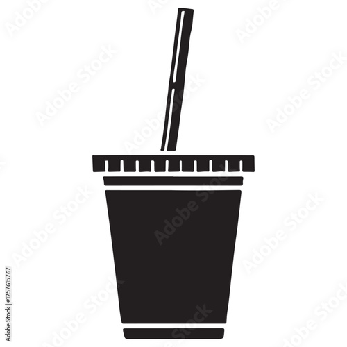 Soda Drink Silhouette Vector Illustration in Disposable Cup