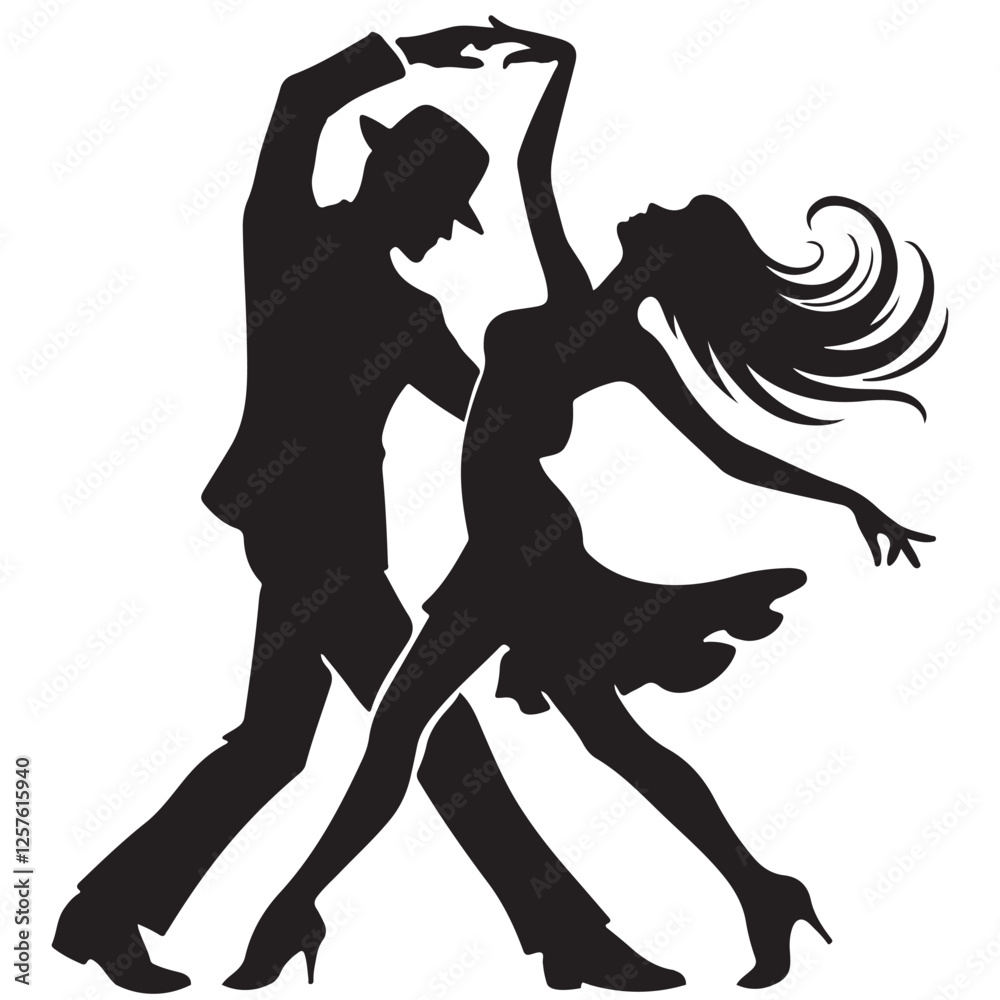 Salsa Dance Silhouette Vector Image for Dance Studio Design Projects Salsa Dance Silhouette Vector Image for Dance Studio Design Projects