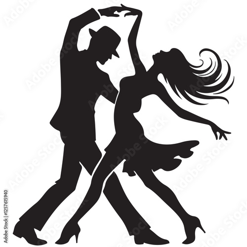 Salsa Dance Silhouette Vector Image for Dance Studio Design Projects