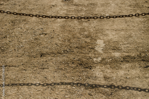 Chain closing the entrance to a forest track. Cruz de La Huesita. Integral Natural Reserve of Inagua. Tejeda. Gran Canaria. Canary Islands. Spain. photo