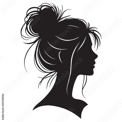 Messy Bun Silhouette Vector Image for Hairstyle Illustrations