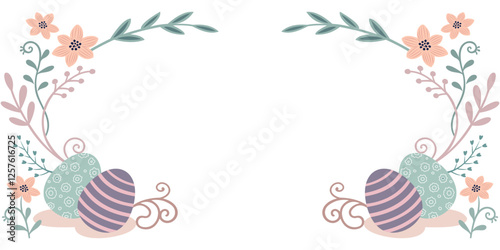 vector design of eggs and flower and leaf elements for easter day eps 4