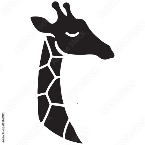 Elegant giraffe head silhouette with spots black vector illustration photo