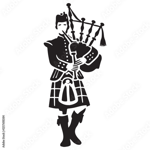 Bagpiper Silhouette Illustration Celebrating Scottish Culture and Heritage