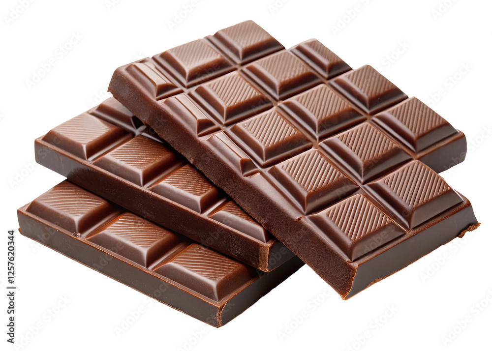 Stacked chocolate bars with square pieces isolated on transparent background-A close-up image of stacked chocolate bars with square pieces, highlighting the smooth texture and rich, Stacked chocolate bars with square pieces isolated on transparent background-A close-up image of stacked chocolate bars with square pieces, highlighting the smooth texture and rich,