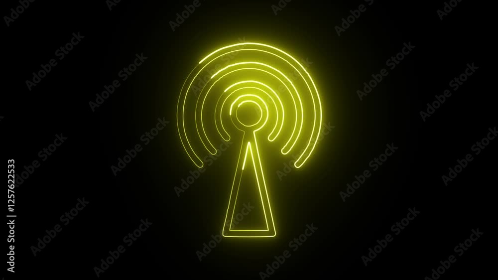Glowing neon Wireless Connectivity icon isolated on black background. HD Video motion graphic animation Glowing neon Wireless Connectivity icon isolated on black background. HD Video motion graphic animation