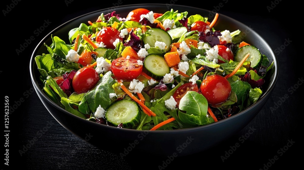 Delicious and Healthy Garden Salad with Feta Cheese Delicious and Healthy Garden Salad with Feta Cheese