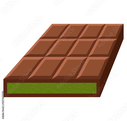 Dubai chocolate. Chocolate bar with a filling made of knafeh and pistachio. Popular and viral Luxury chocolate vector illustration