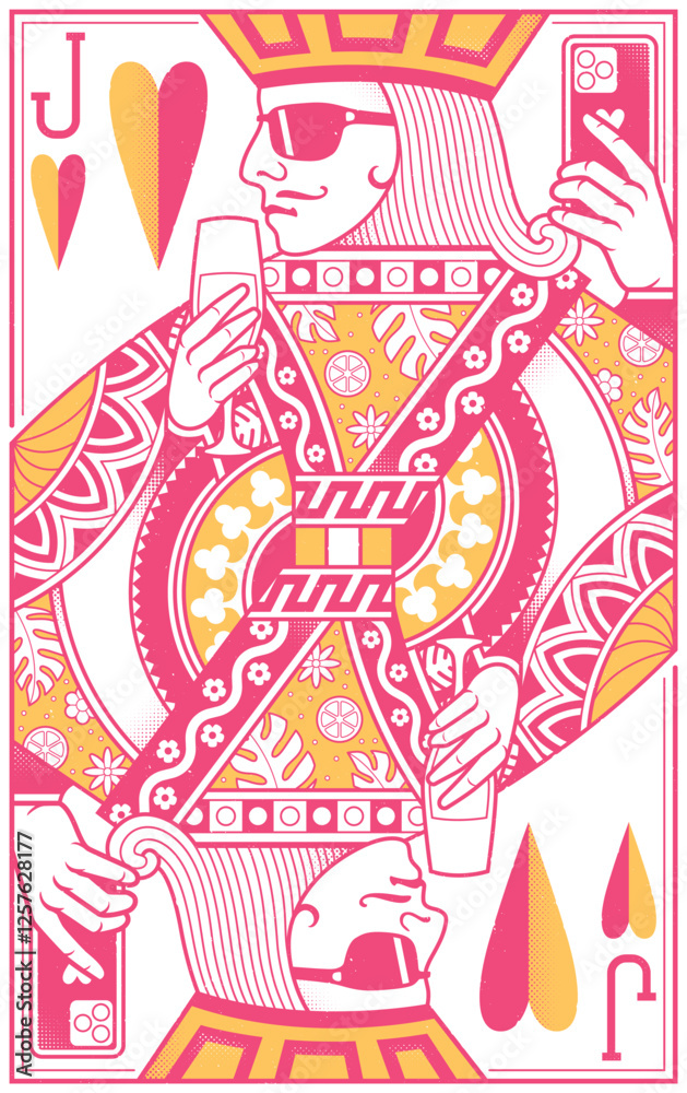 Fototapeta premium Tropical Court Playing Cards - Jack Card Pink