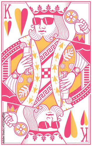 Tropical Court Playing Cards - King Card Pink