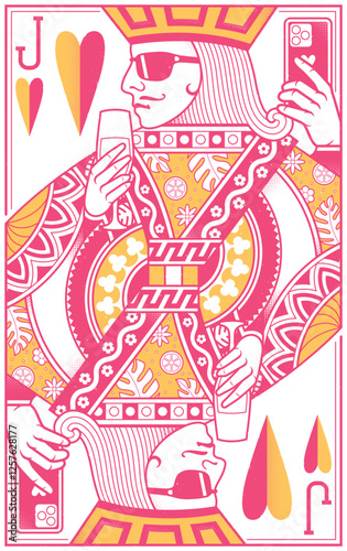 Tropical Court Playing Cards - Jack Card Pink
