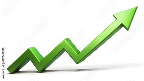 Green Upward Arrow on White Background