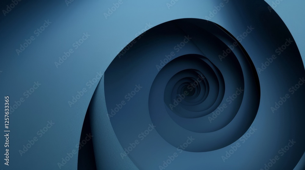 Fototapeta premium Spiral Shapes on blue Background for Design, Banner Template, Abstract Spiral Wallpaper with Copy Space, Minimalist Spiral Pattern Wallpaper