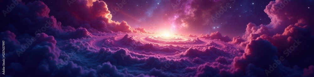 Obraz premium Vast cosmic void, swirling nebulae, distant starlight , night, dark
