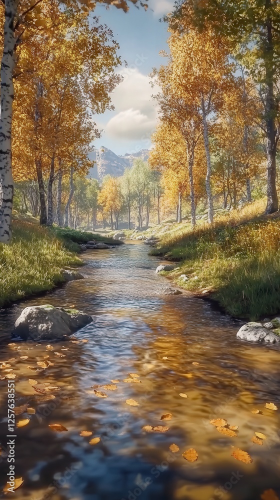 4K view of a stream running through an autumn forest. 4K view of a stream running through an autumn forest.