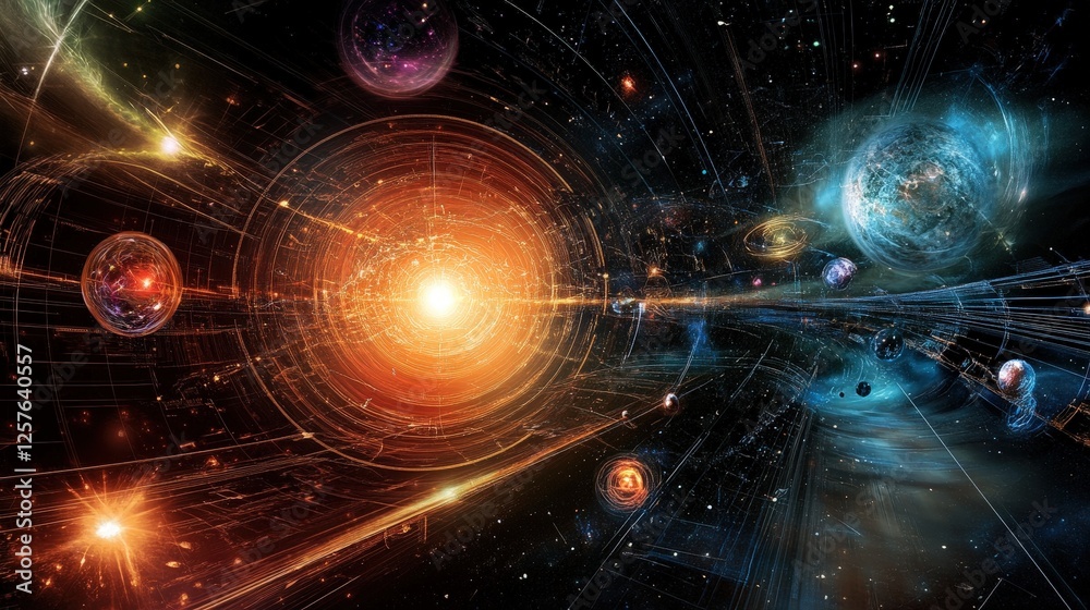 Obraz premium light as the fastest thing in the universe, depicting its influence in different scientific fields