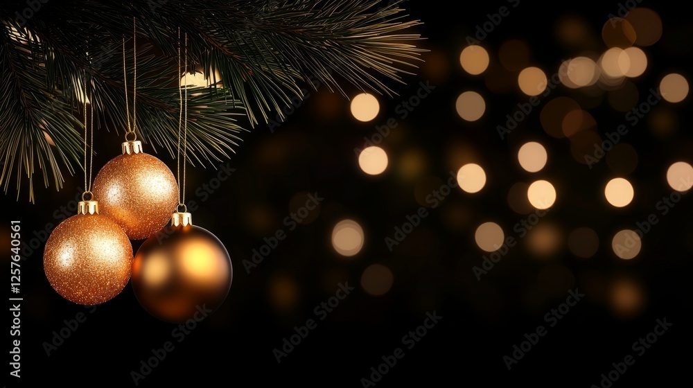 Fototapeta premium A bunch of gold ornaments hanging from a tree branch