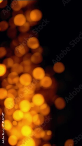 Glowing orange bokeh lights creating a warm atmosphere against a dark background, ideal for festive themes