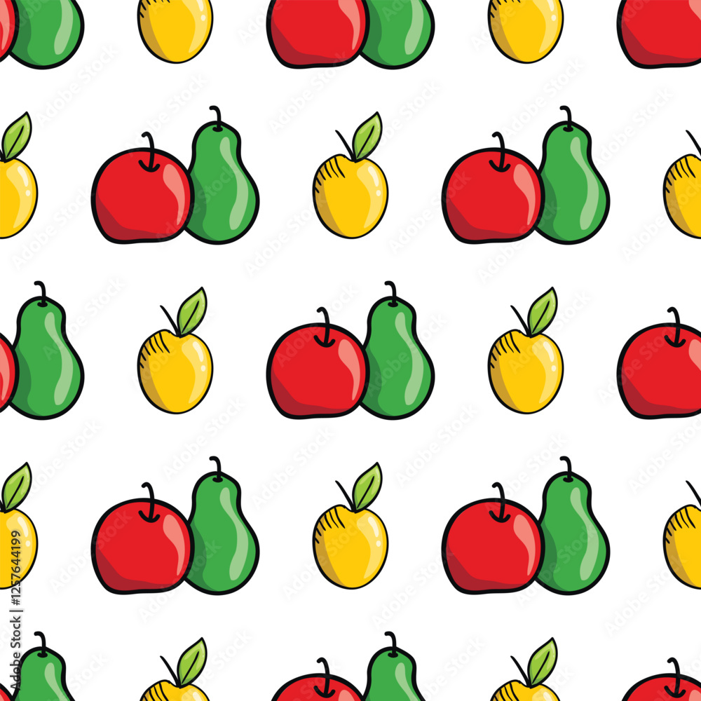 Seamless vector pattern with bright summer fruit. Trendy and colourful of Summer fruits Seamless vector pattern with bright summer fruit. Trendy and colourful of Summer fruits