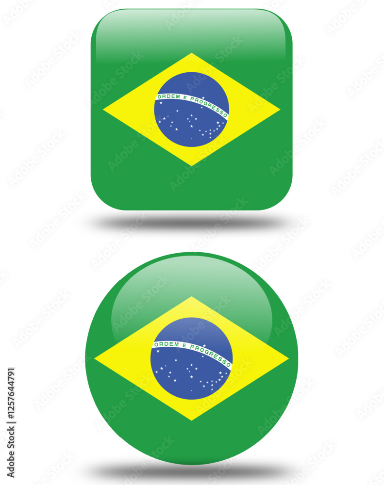 Fototapeta premium square and circullar 3d look flag of brazil