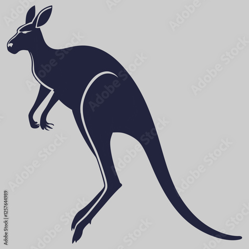 a kangaroo mid-hop silhouette vector design art and illustration photo